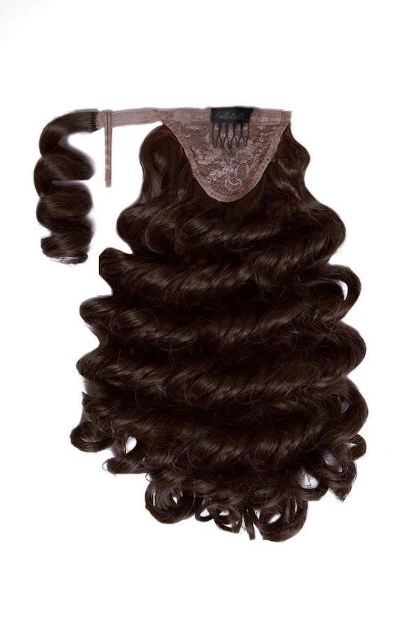 Lullabellz Midi Grande Curly Corkscrew 20inch Wraparound Pony Dark Brown