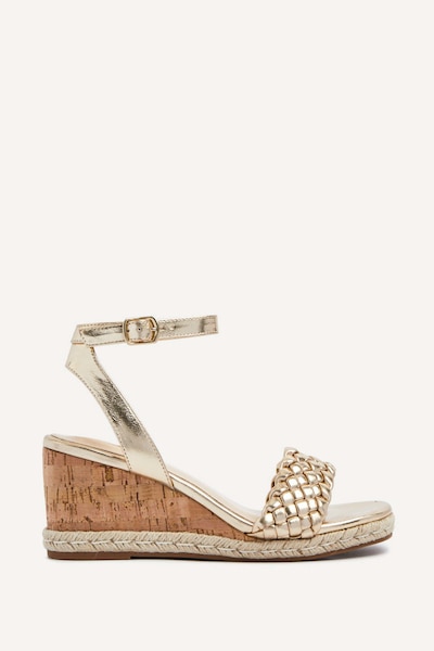 Linzi Regan Gold Faux Leather Wedge Sandals