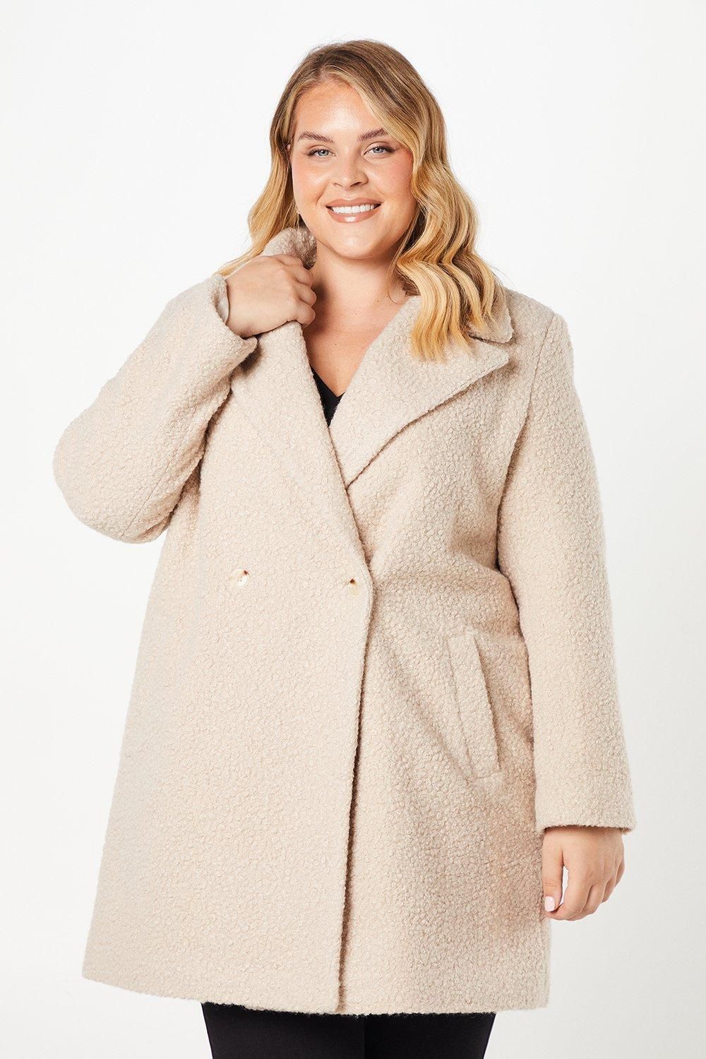 Dorothy Perkins Curve Teddy Boyfriend Coat Oatmeal image 1