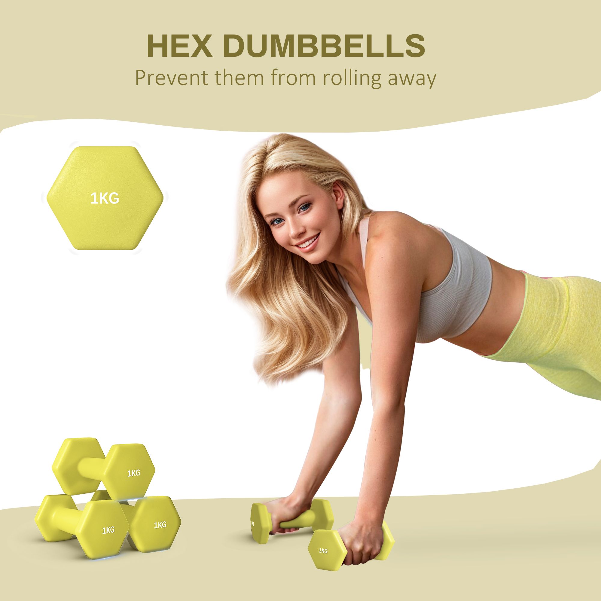 SPORTNOW Dumbbells, Hexagonal Weights Pair image 4