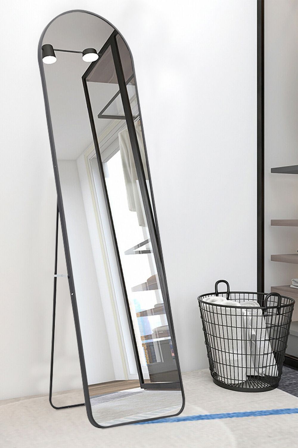 Living and Home Modern Arched Metal Frame Full Length Mirror image 4