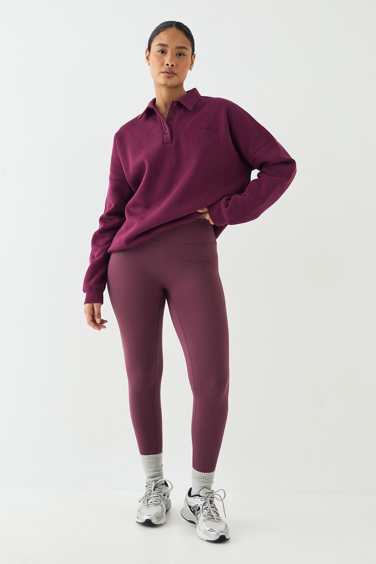 DSGN Studio DSGN Studio Script Collared Rugby Sweatshirt Plum image 3