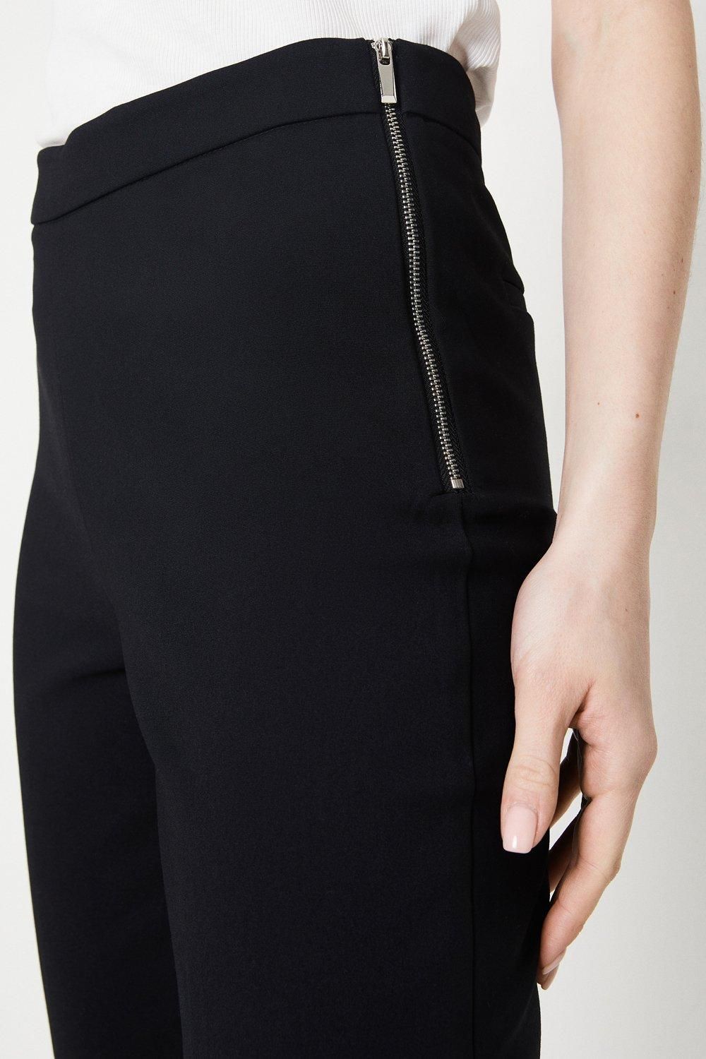 Oasis Side Zip Detail Cropped Trousers Black image 2