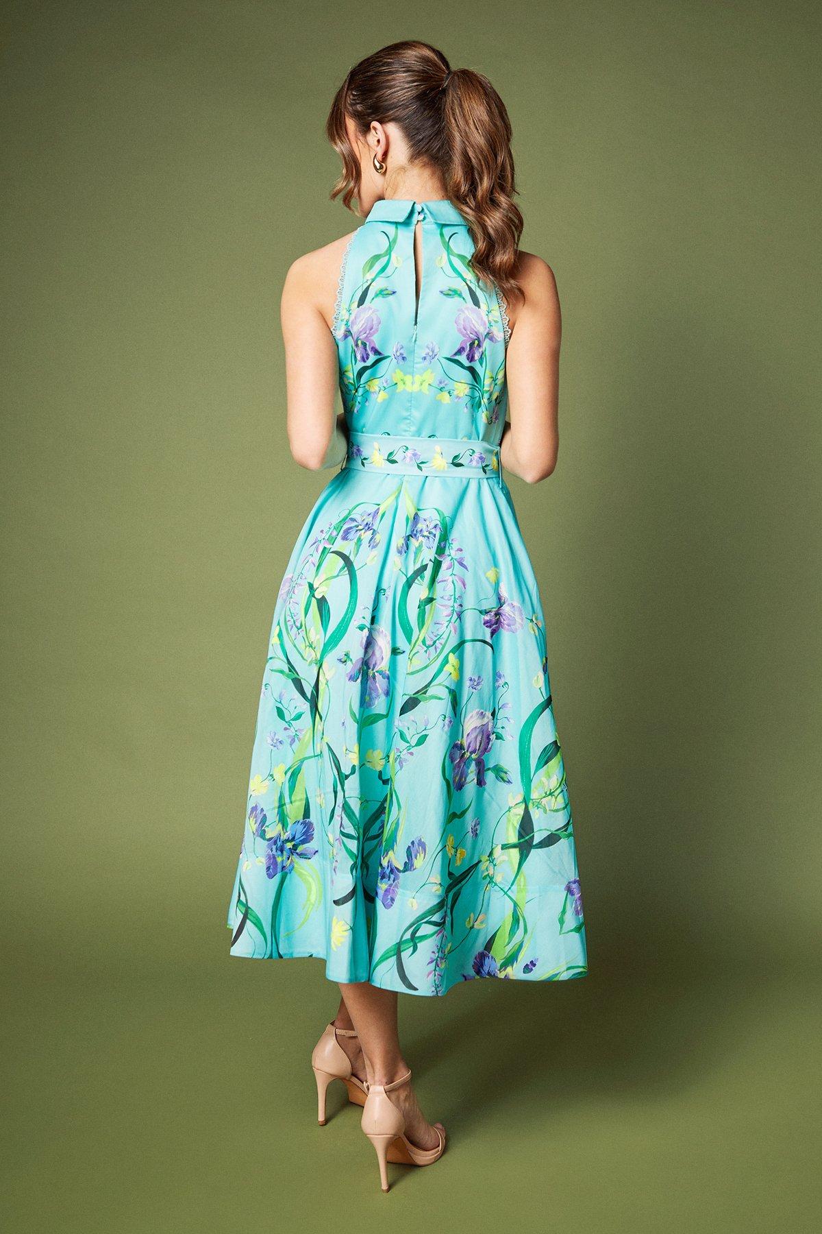 Coast Sleeveless Collar Button Through Midi Dress Turquoise image 3