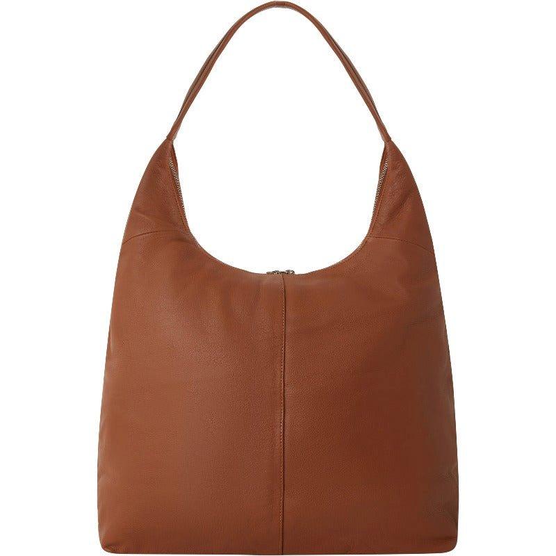 Sostter Camel Large Zip Top Leather Hobo Bag | BXABD image 3