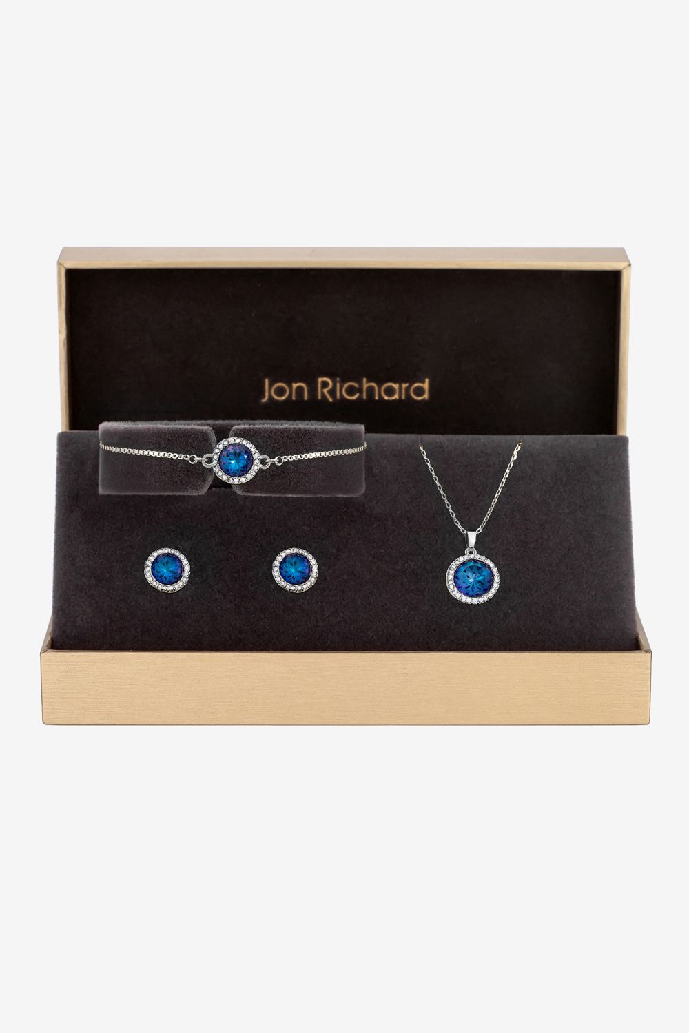 Jon Richard Silver Plated Blue Halo Trio Set  - Gift Box image 1