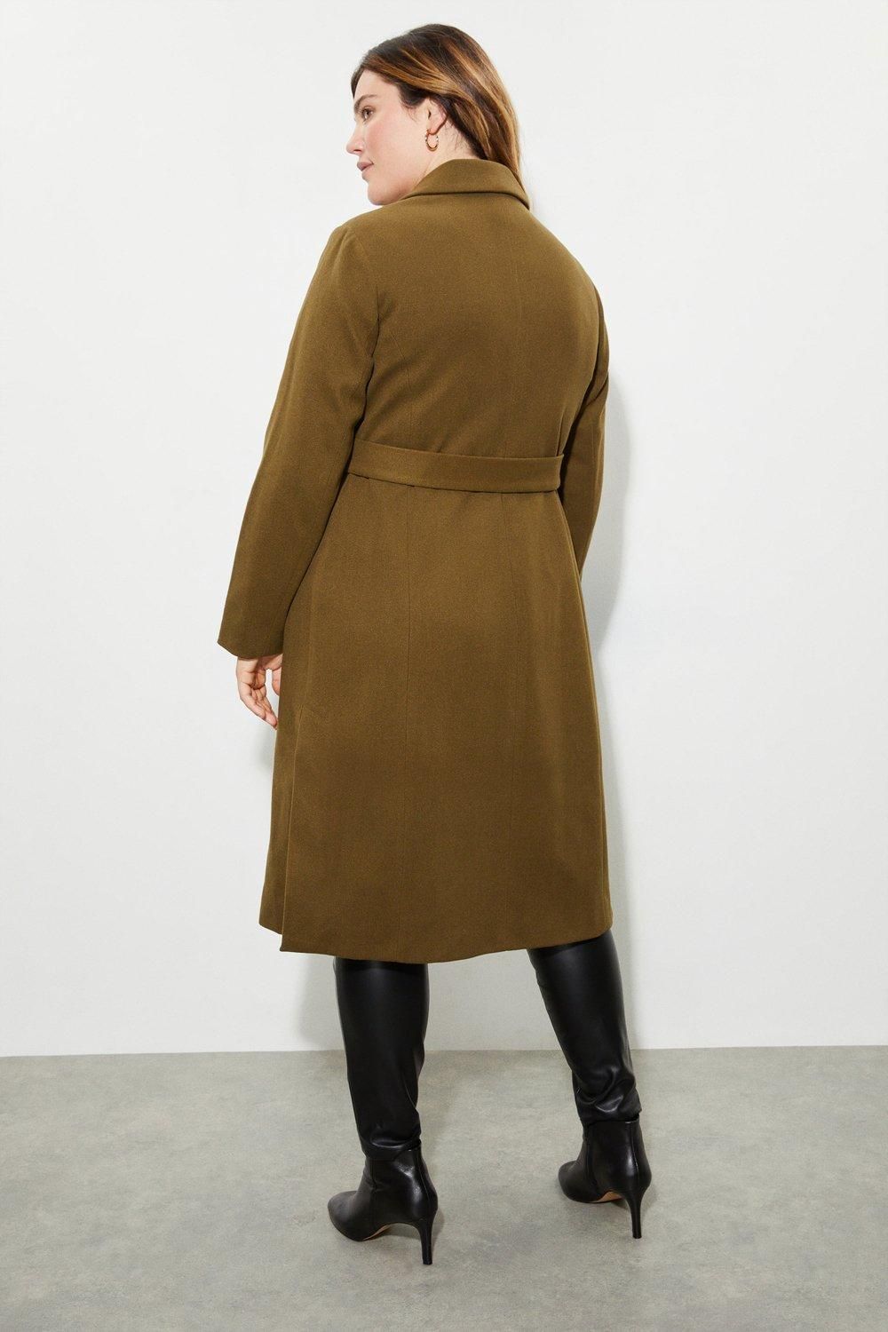 Dorothy Perkins Curve Longline Belted Coat Khaki image 3