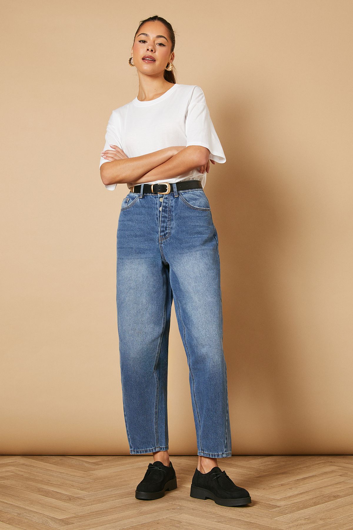 Oasis Lucina Faux Suede Lace Up Chunky Shoes Natural Black image 1