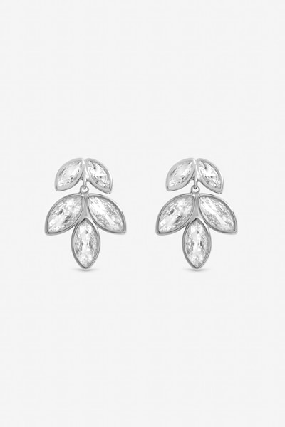 Inicio Sterling Silver Plated Crystal Floral Drop Earrings