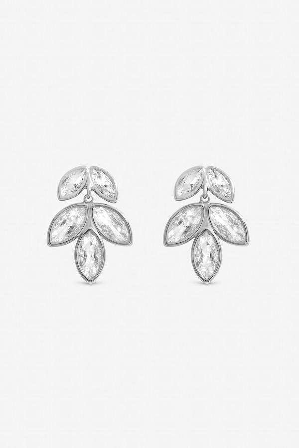 Inicio Sterling Silver Plated Crystal Floral Drop Earrings