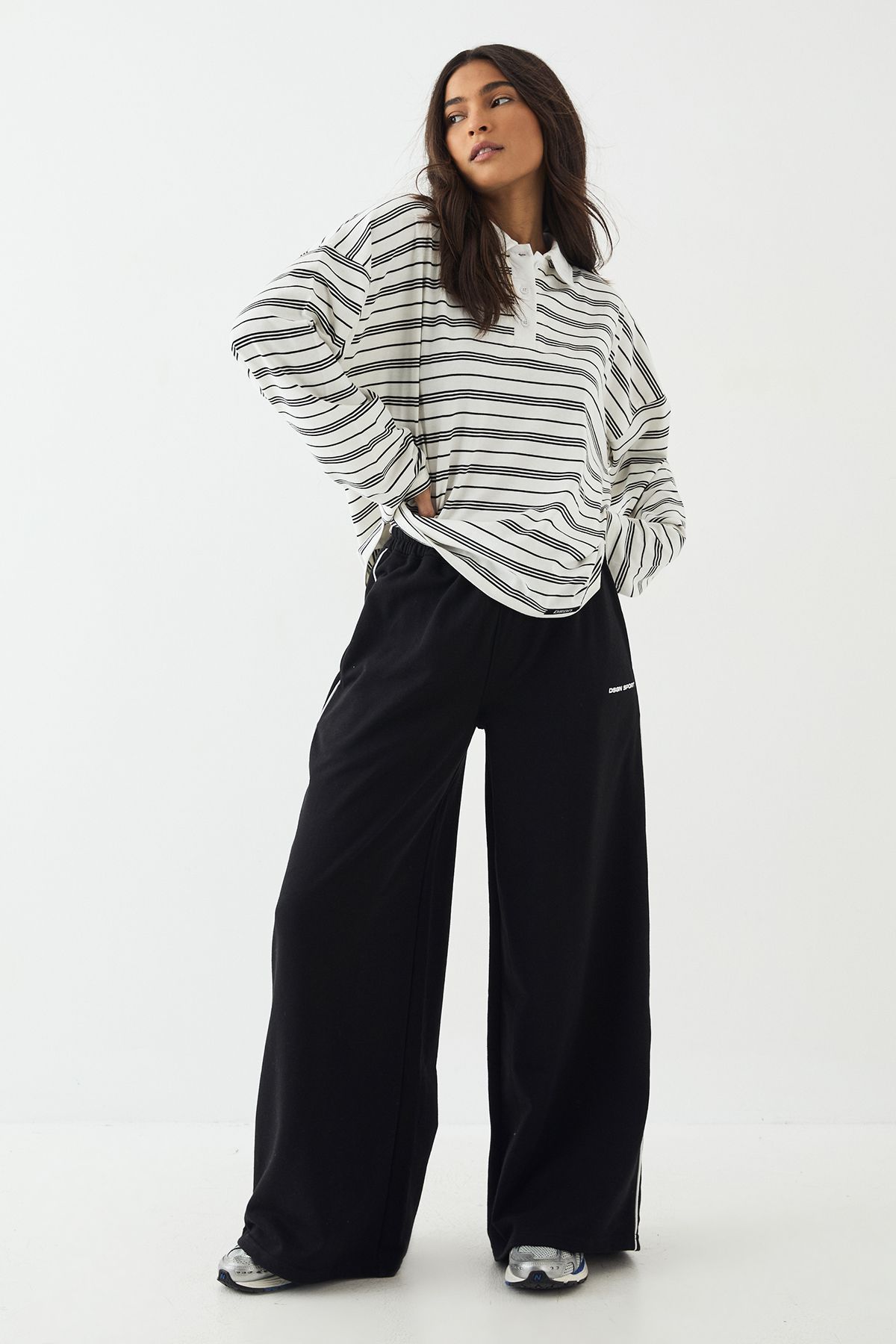 DSGN Studio DSGN Studio Stripe Collared Rugby Top Ecru image 3