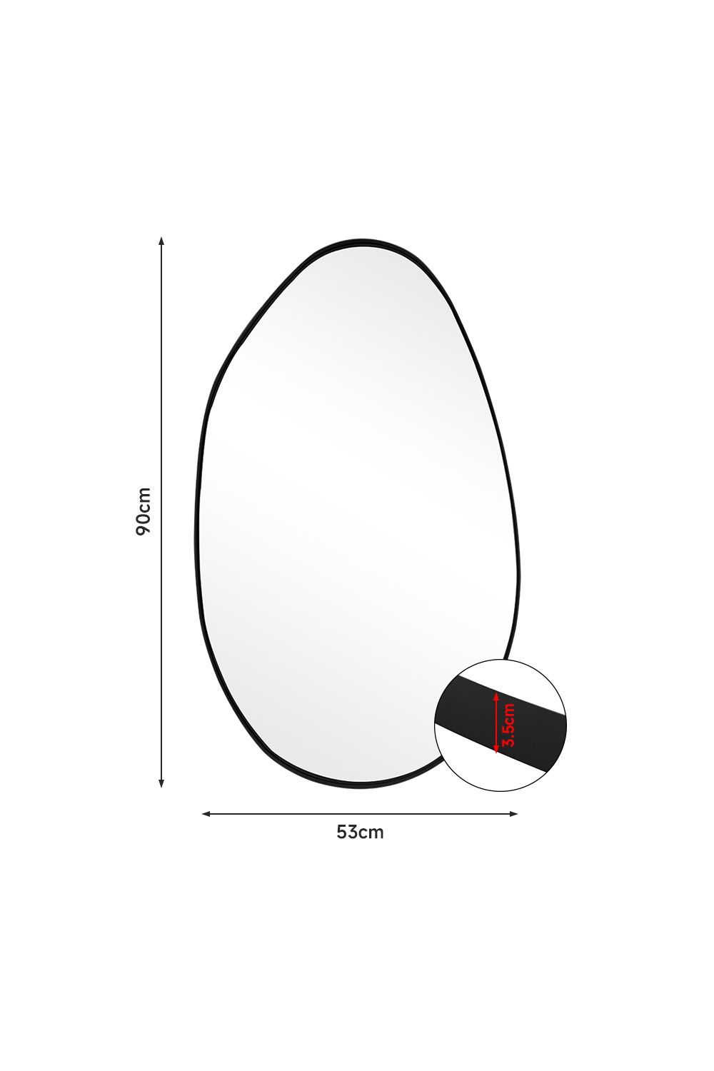Living and Home Teardrop-Shaped Wall-Mounted Bathroom Mirror with Metal Frame & Anti-Shatter Backing image 3