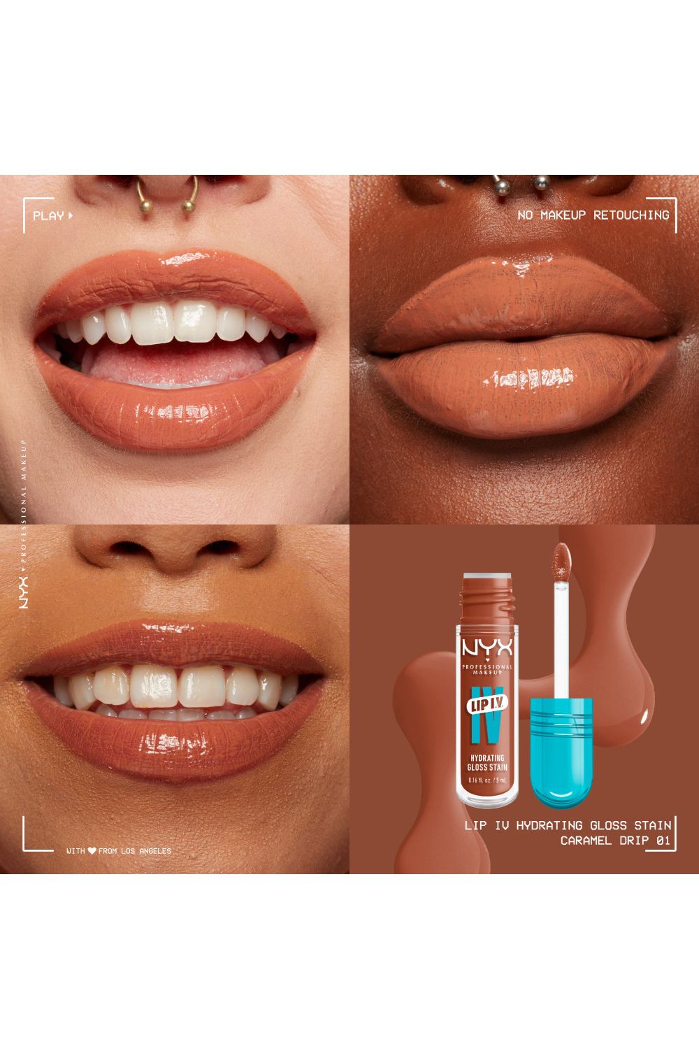 NYX Professional Makeup Lip IV Hydrating Gloss Stain, Lip Gloss 5ml Caramel Drip image 4