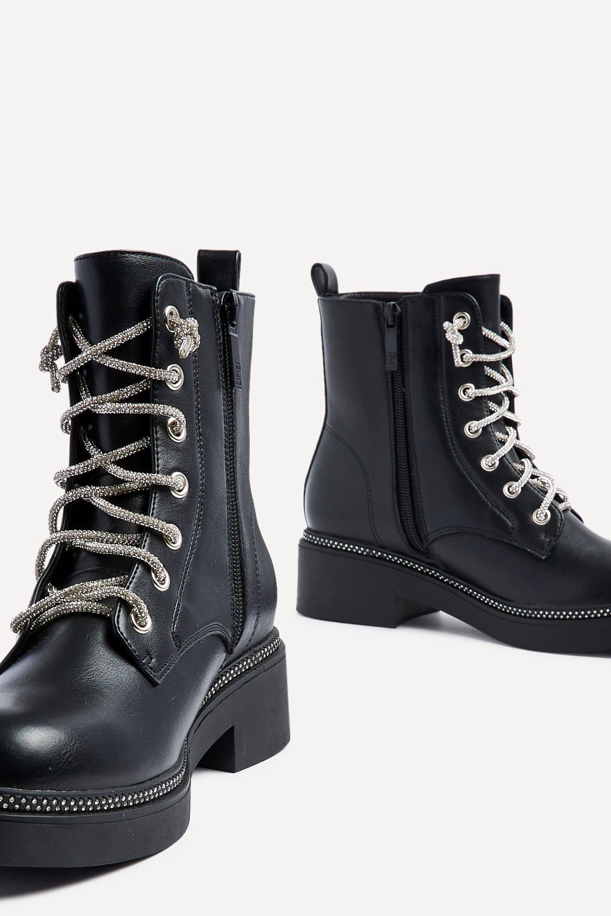 Linzi Lacey Black Faux Leather Military Style Boot image 5