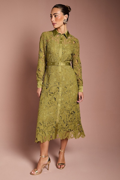 Coast Lace Shirt Dress Olive
