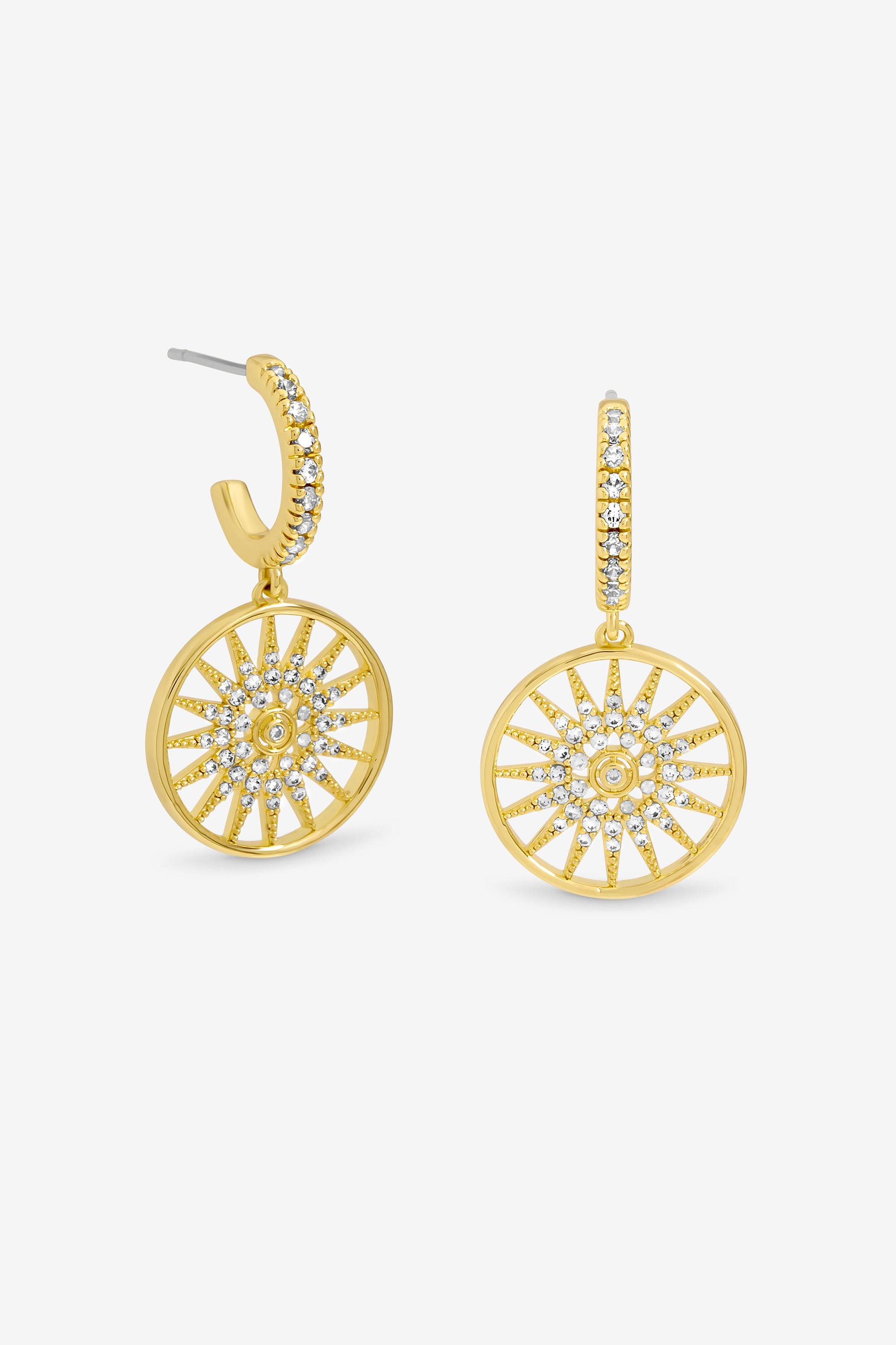 Inicio 14K Gold Plated Celestial Charm Hoop Earrings - Gift Pouch image 1