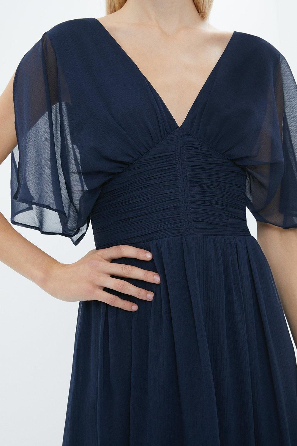 Coast Angel Sleeve Crinkle Chiffon Maxi Dress Navy image 2