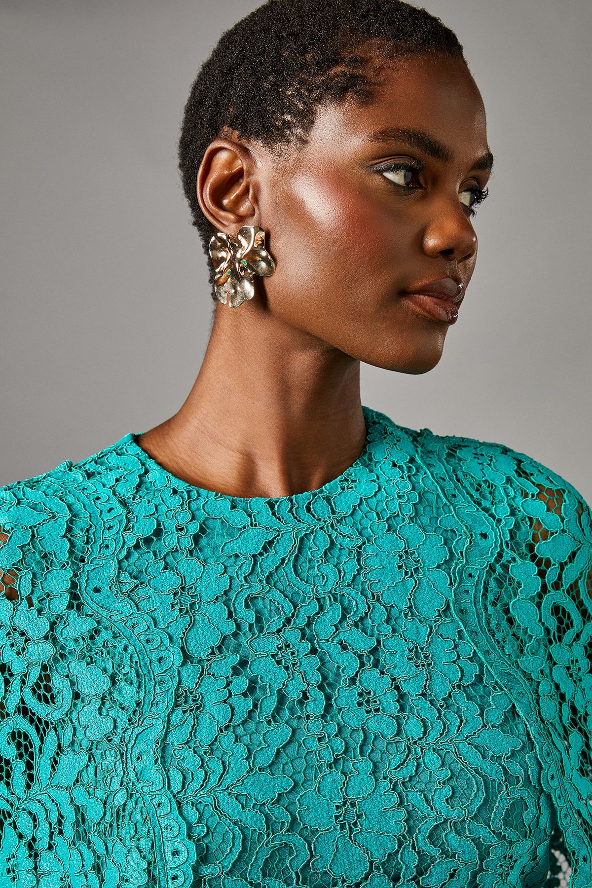 Coast Lace Cape Gown Emerald image 4