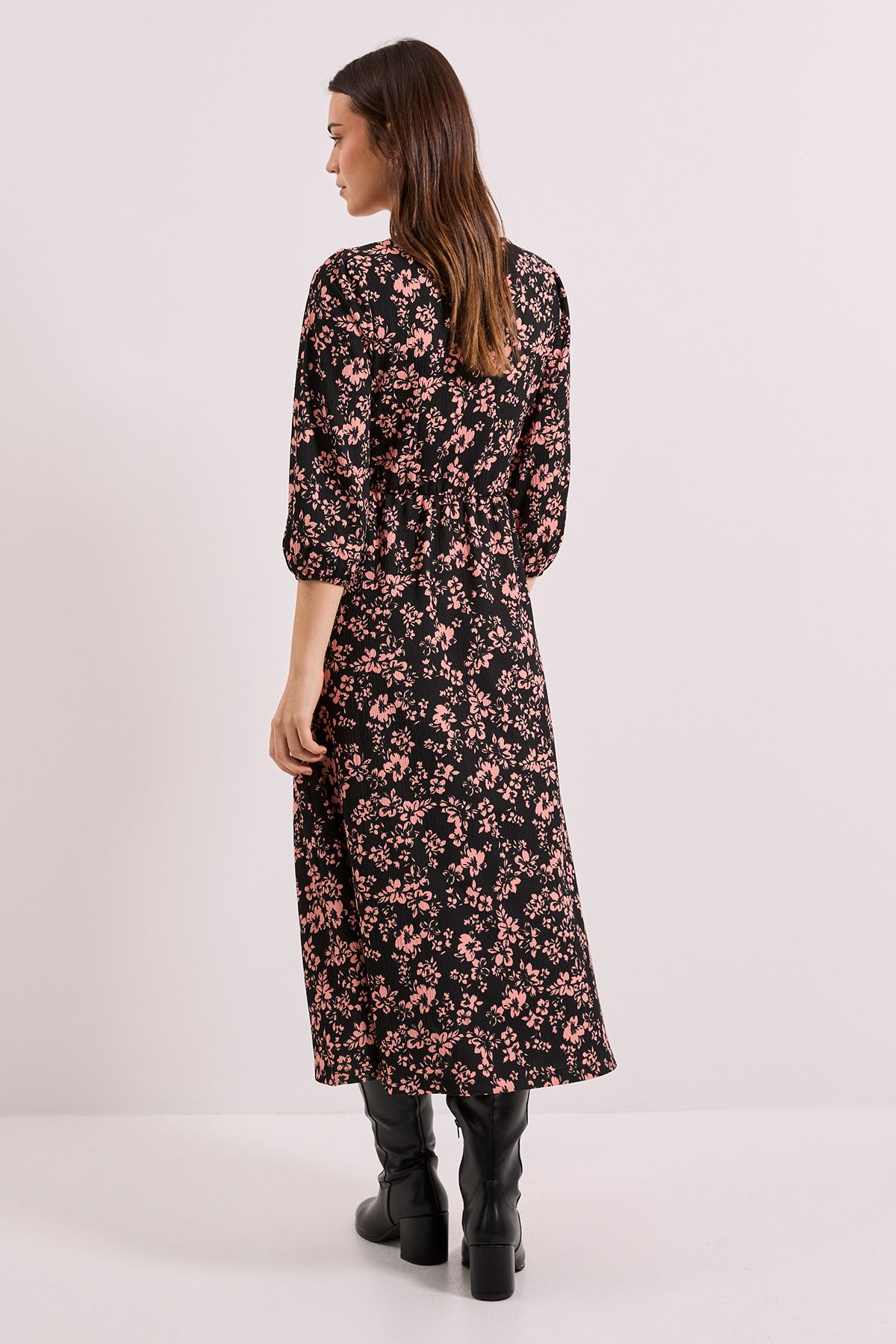 Dorothy Perkins Floral Sweetheart Neck Dropped Waist Seam Jersey Midi Dress Floral image 3