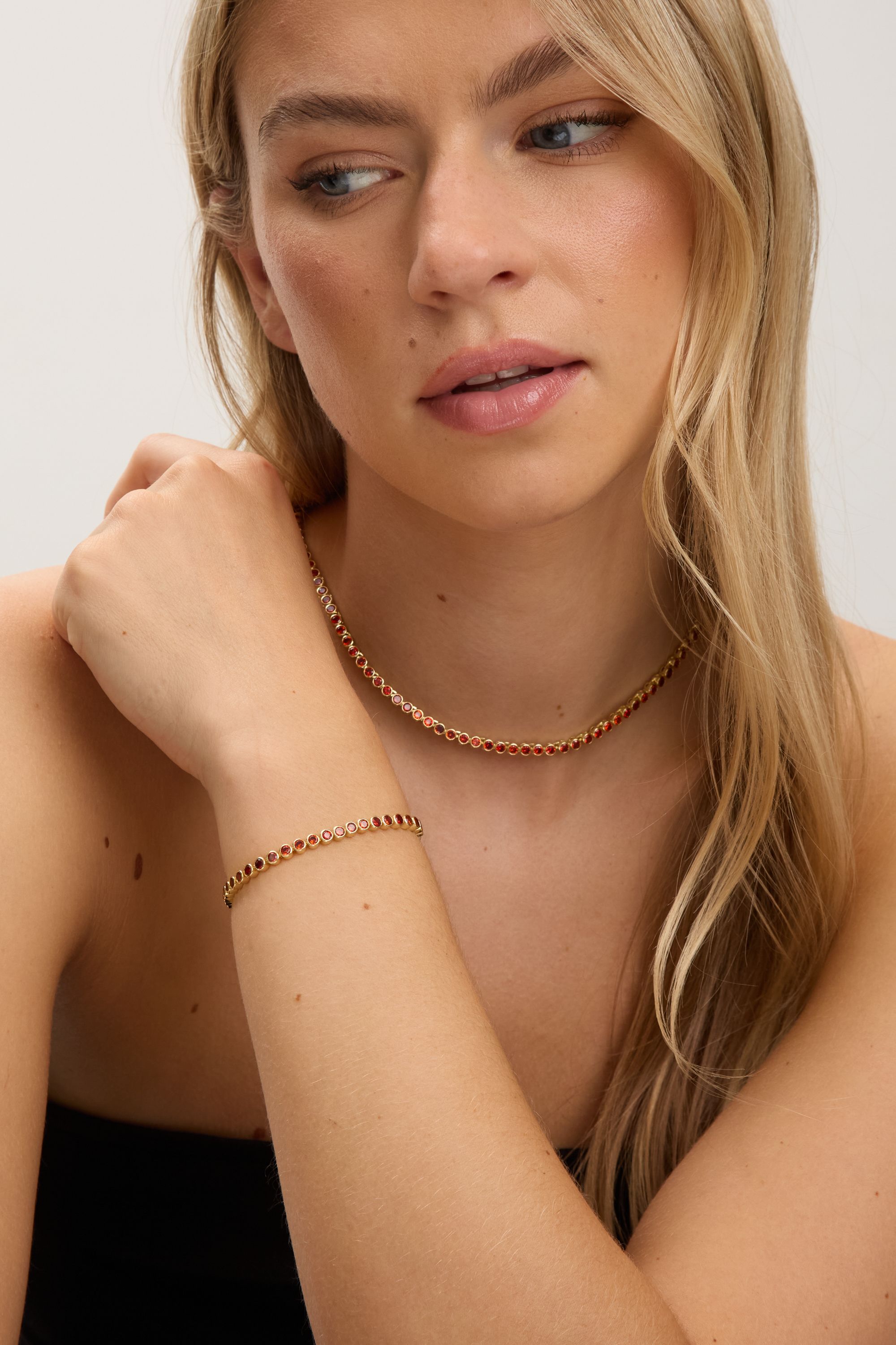 Jon Richard 14K Gold Plated and Red Cubic Zirconia Tennis Necklace - Gift Box image 3