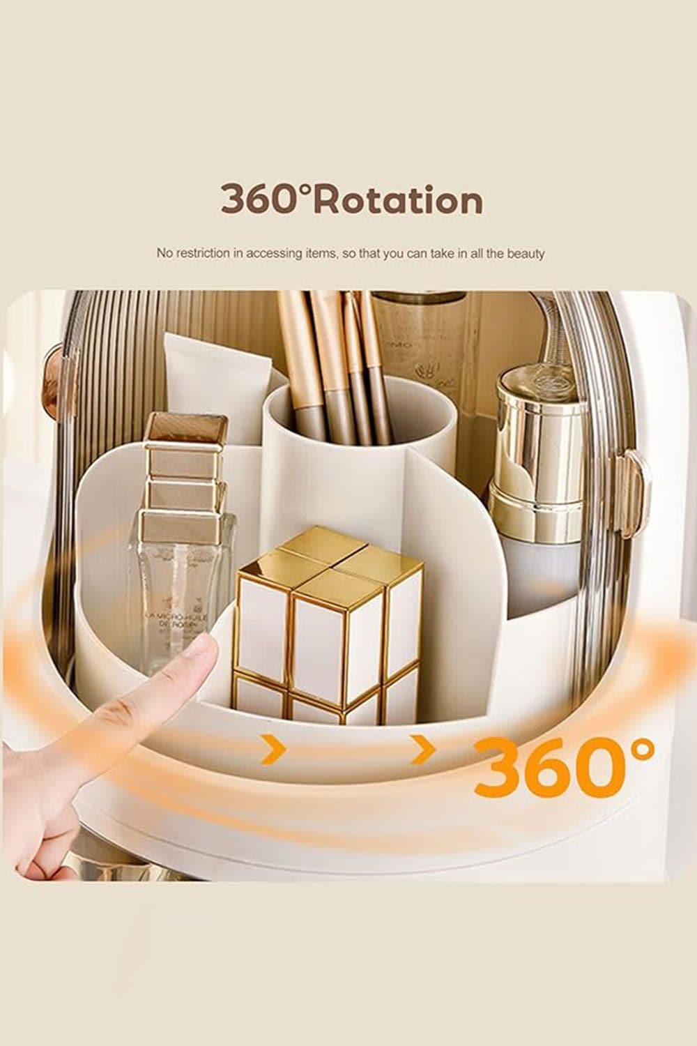 SHEONLY Freestanding Large Rotating Makeup Organizer For Dormitory & Bedroom Vanity Case image 4