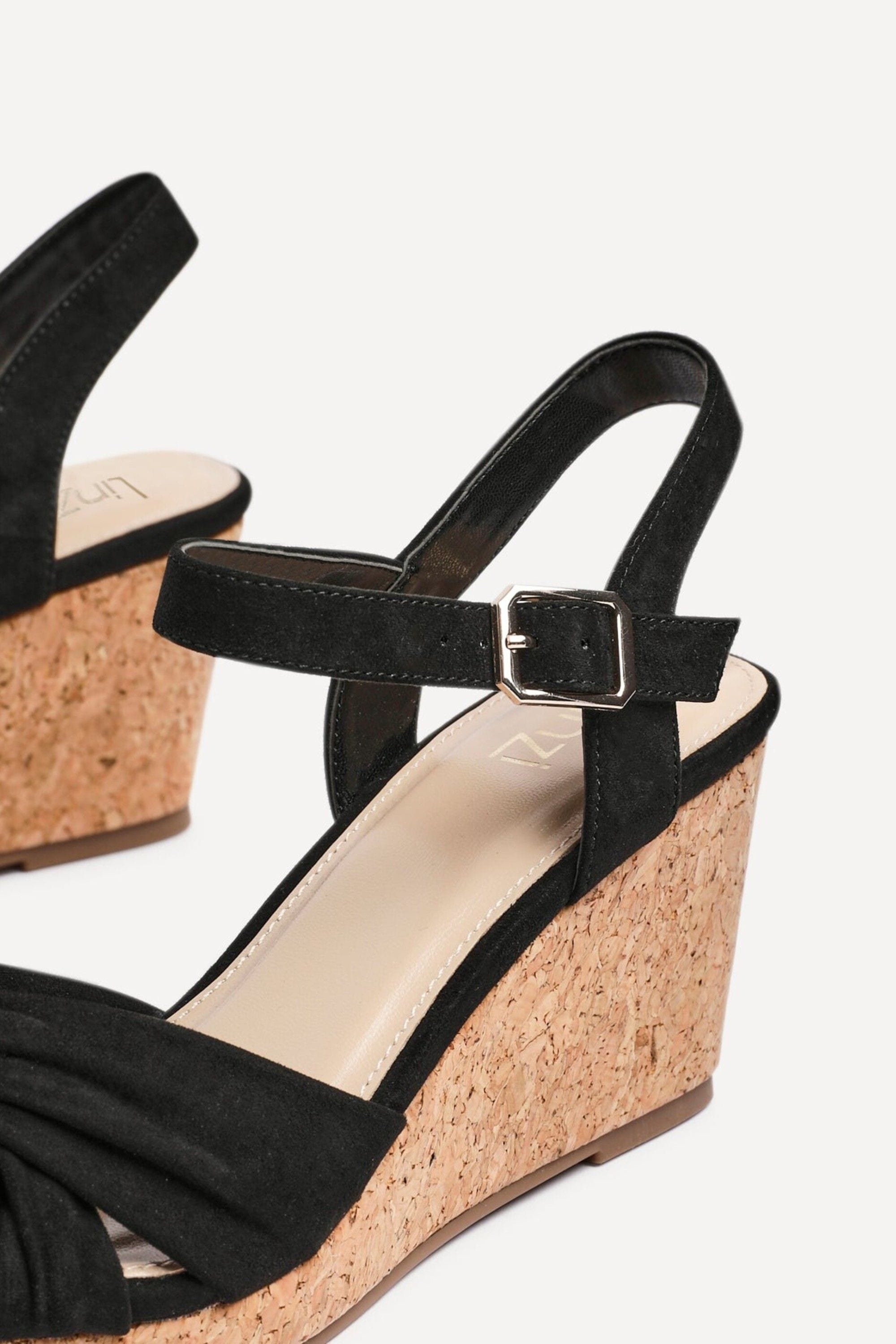 Linzi Elyah Black Faux Suede Cork Wedge image 5