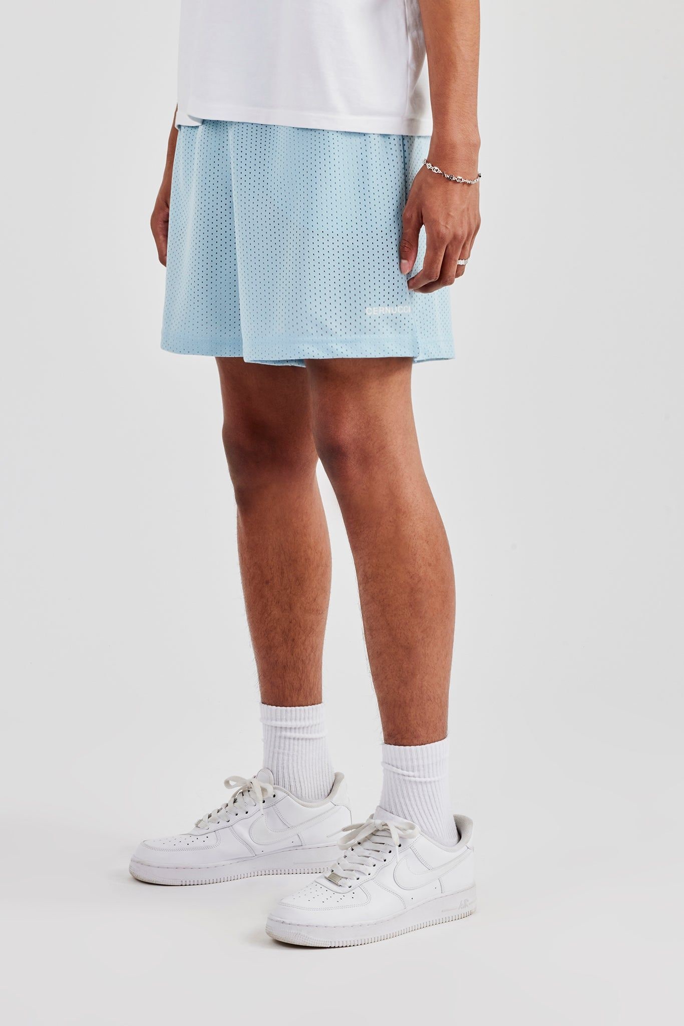 Cernucci Cernucci Embroidered Mesh Short - Light Blue image 1
