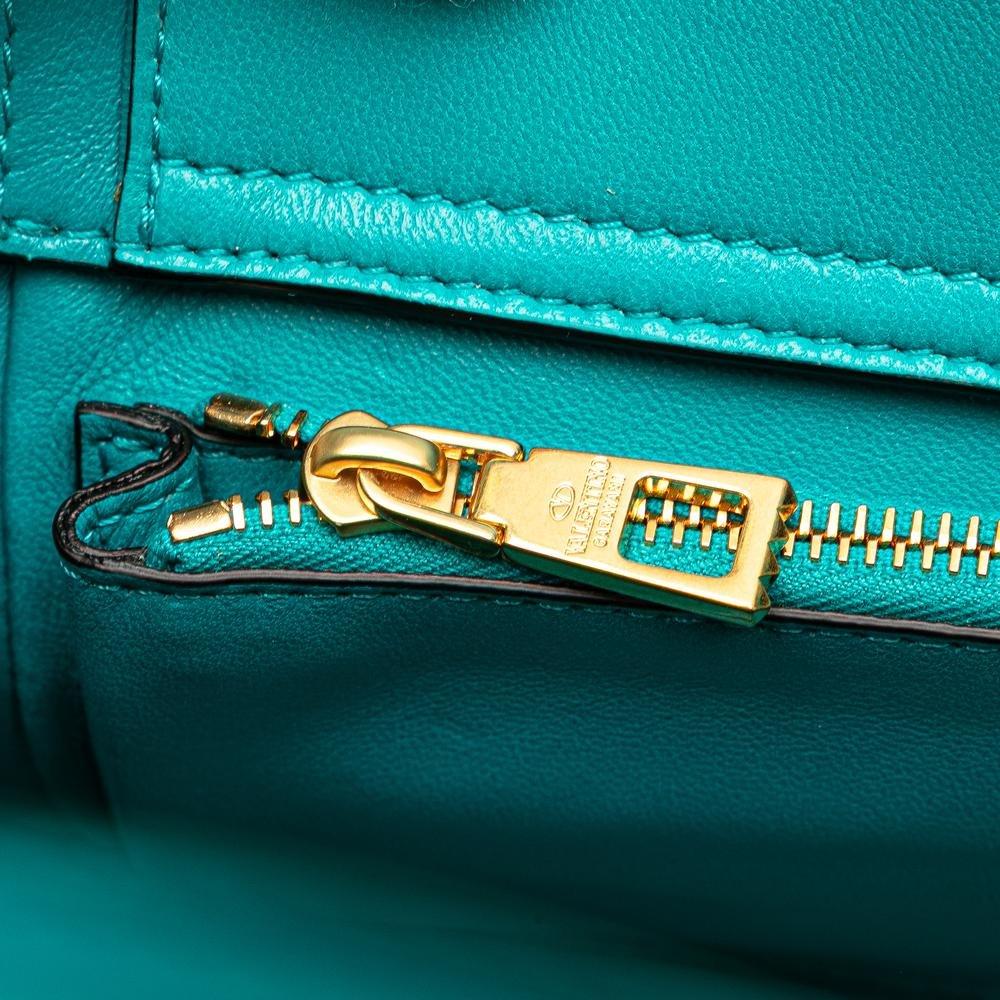 Valentino Preloved Top Handle Leather Handbag Wo - Blue Satchel image 7