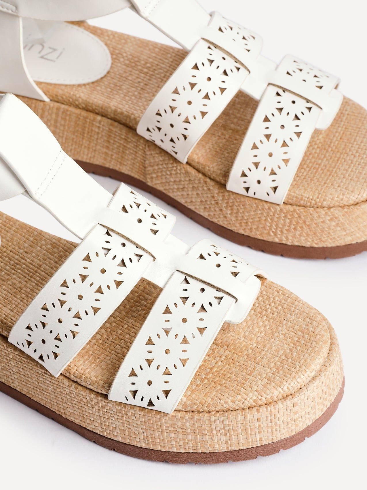 Linzi Sunkissed White Faux Leather Gladiator Flatform Sandal image 5
