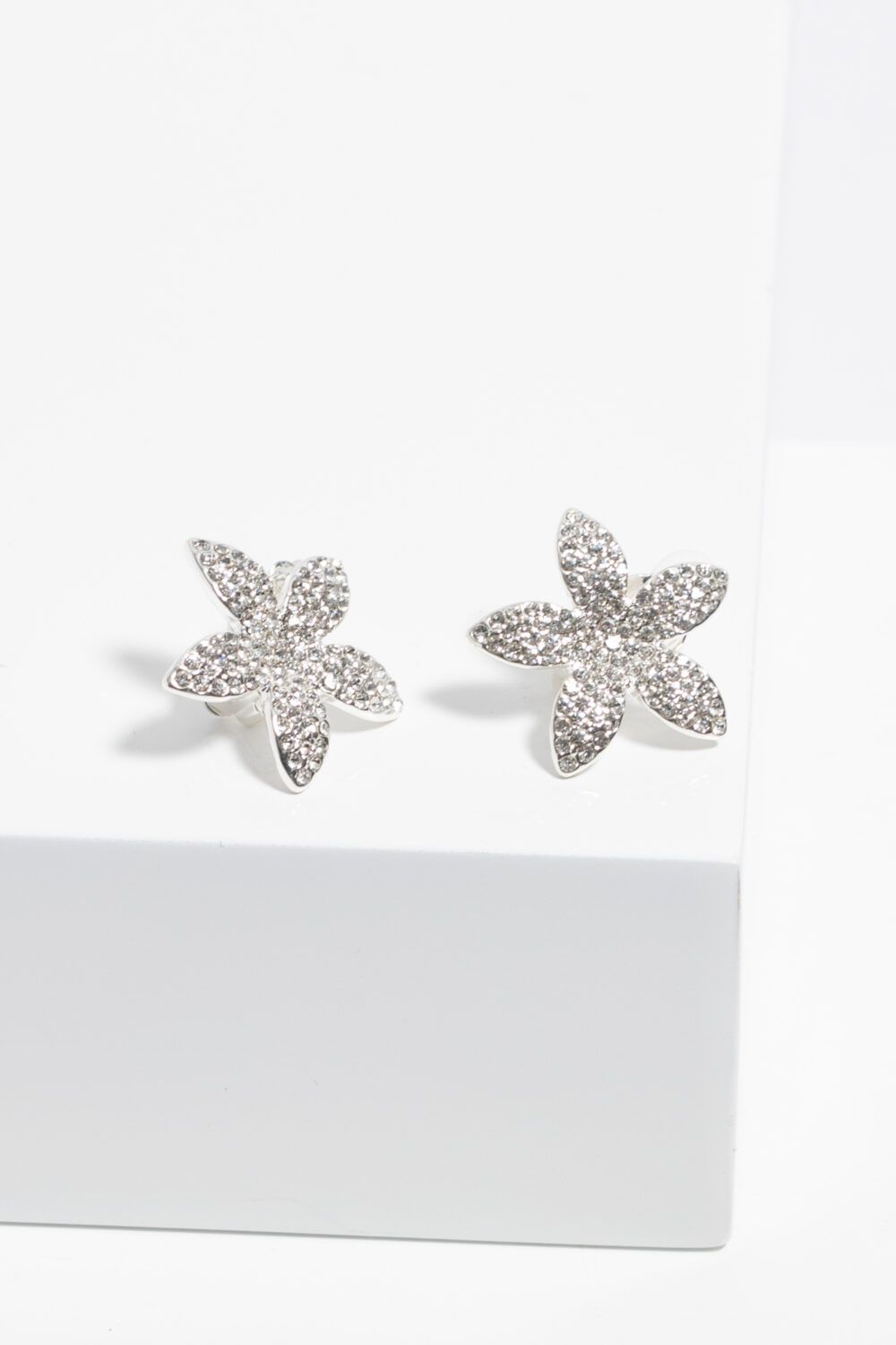 Jon Richard Silver Plated Pave Floral Earrings image 3