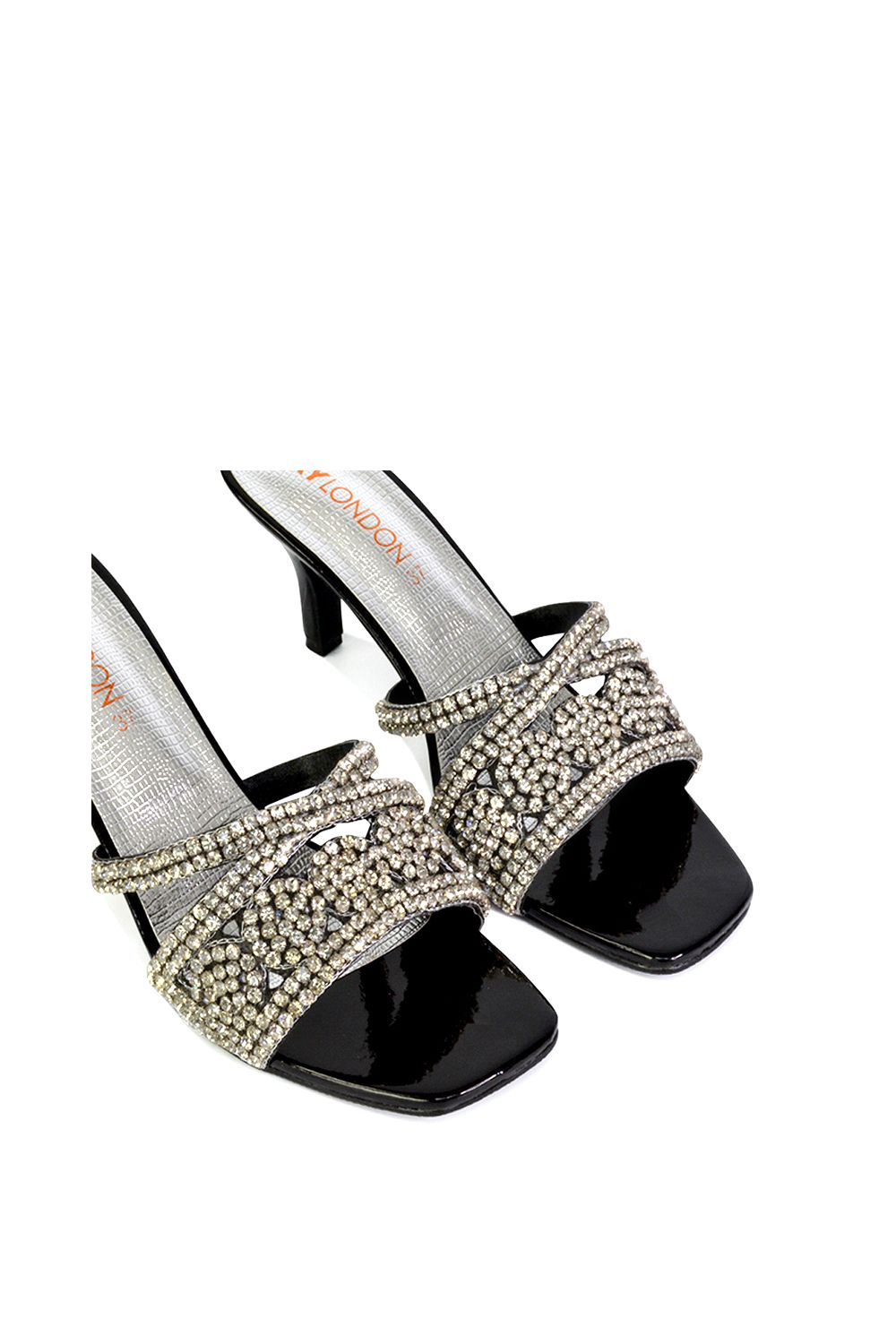 XY London 'Dominica' Diamante Mid Stiletto Heel Mule Sandals image 3