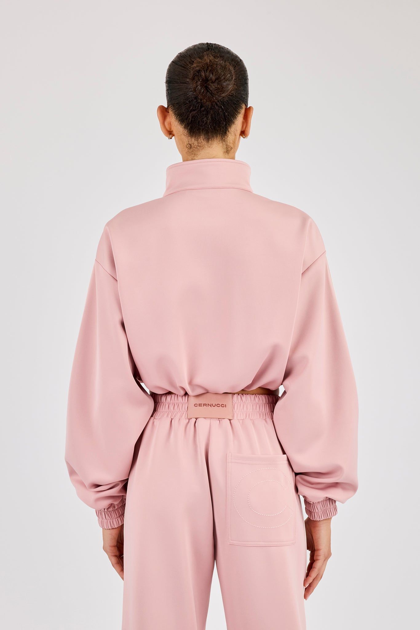 Cernucci Taping Cropped Funnel Neck Jacket - Dusty Pink image 3