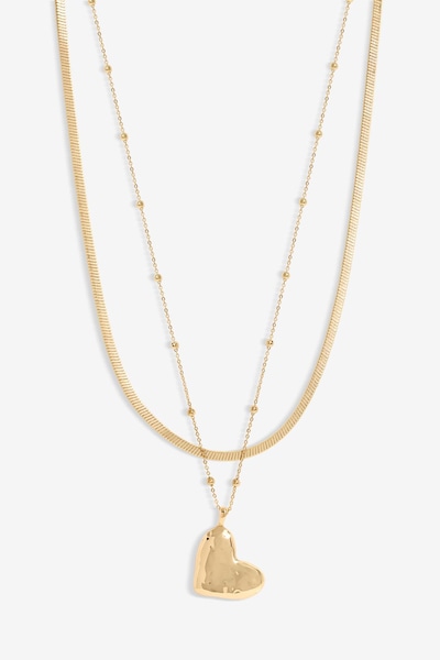 Jon Richard Gold Plated Double Row Molten Heart Necklace