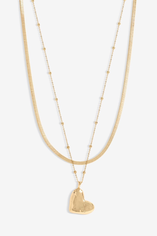Jon Richard Gold Plated Double Row Molten Heart Necklace
