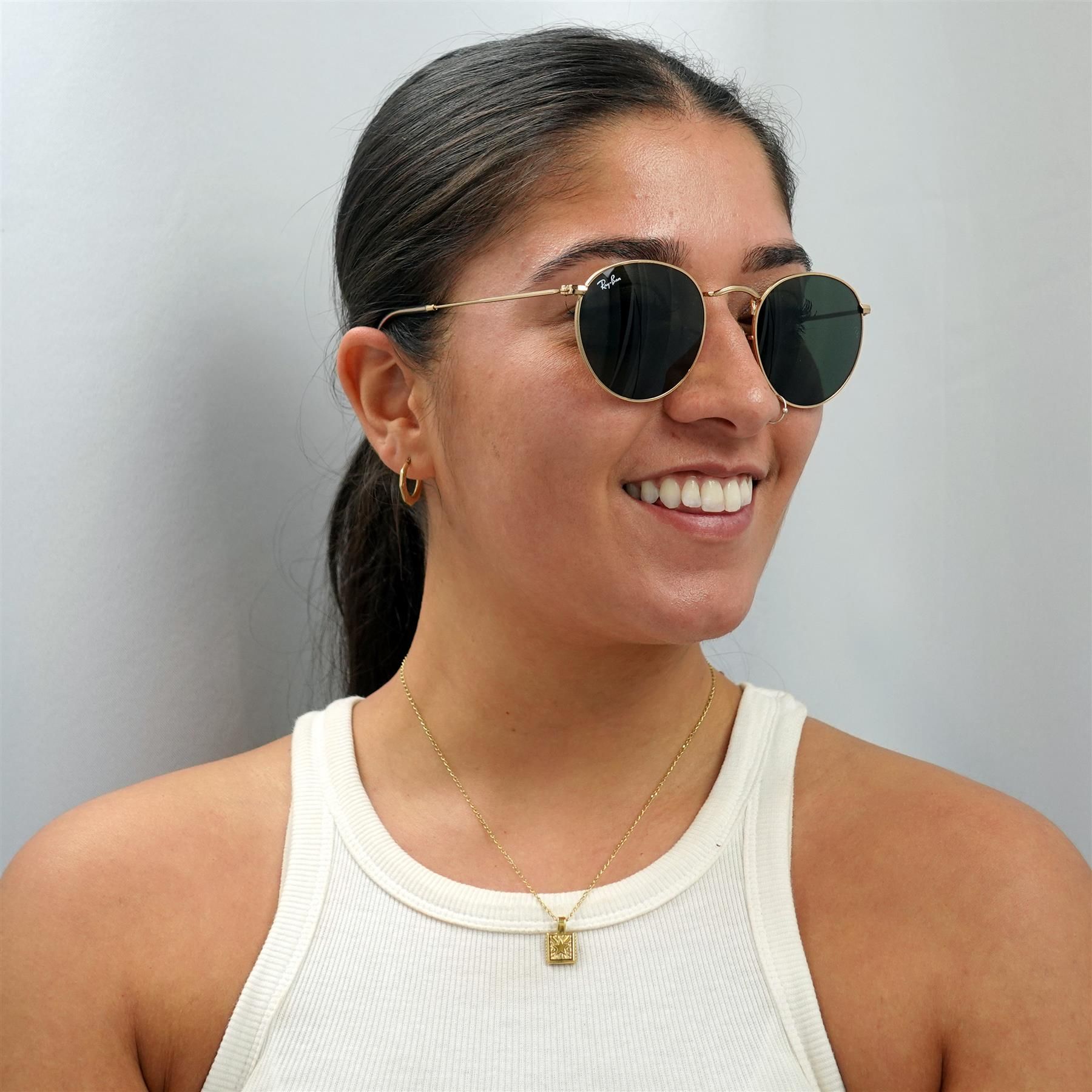 Ray-Ban Round Gold Green Sunglasses image 3