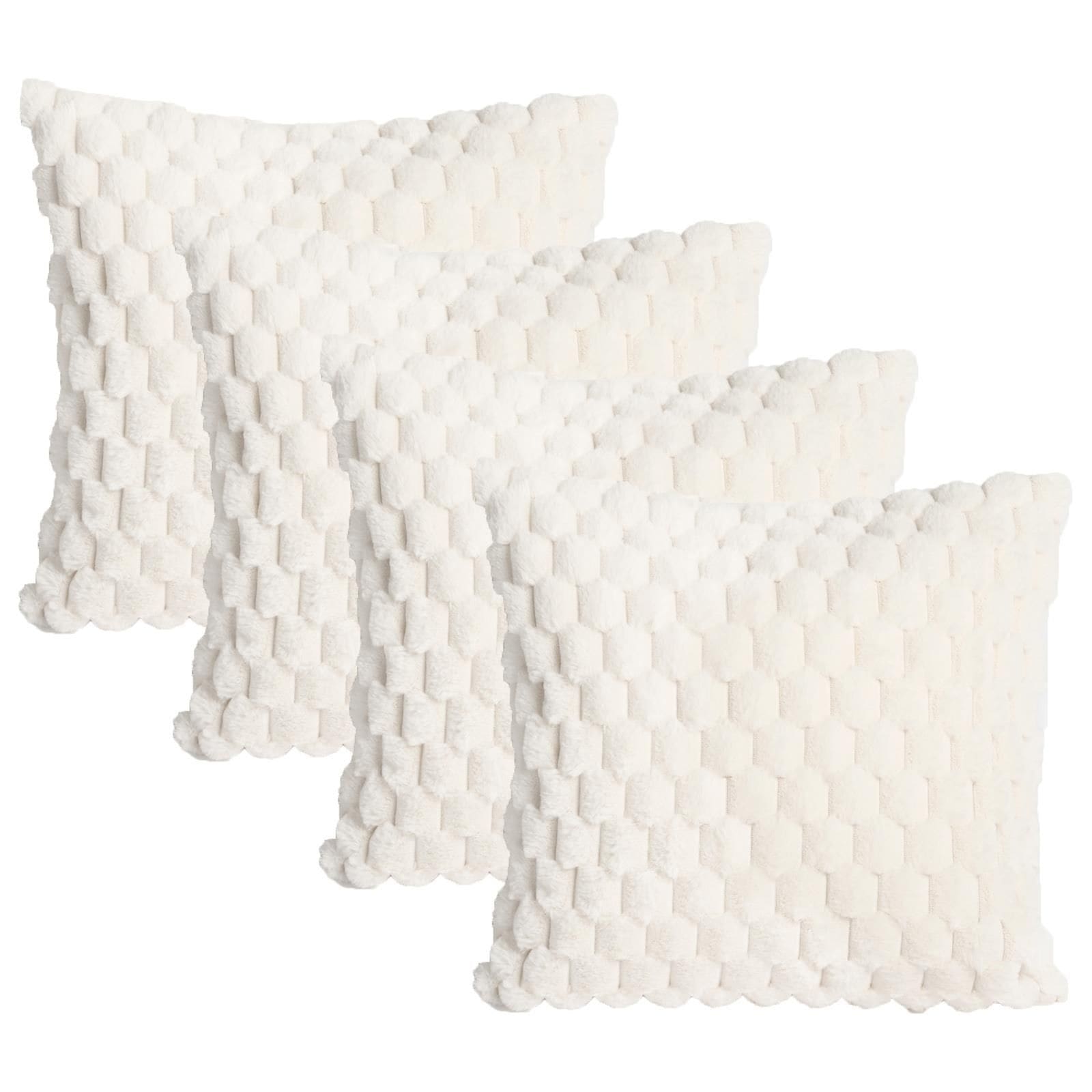 OHS 4 Pack Waffle Faux Fur Cushion Covers - 45 x 45cm image 1