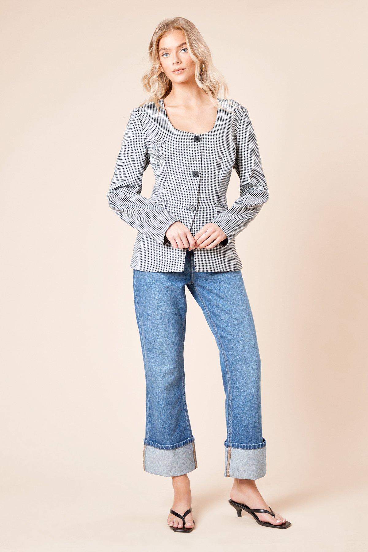 Dorothy Perkins Scoop Neck Blazer Mono image 2