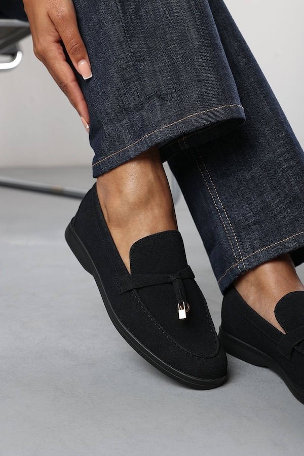 Where's That From 'Charming' Slip On Suede Loafers Metal Trim Tassel