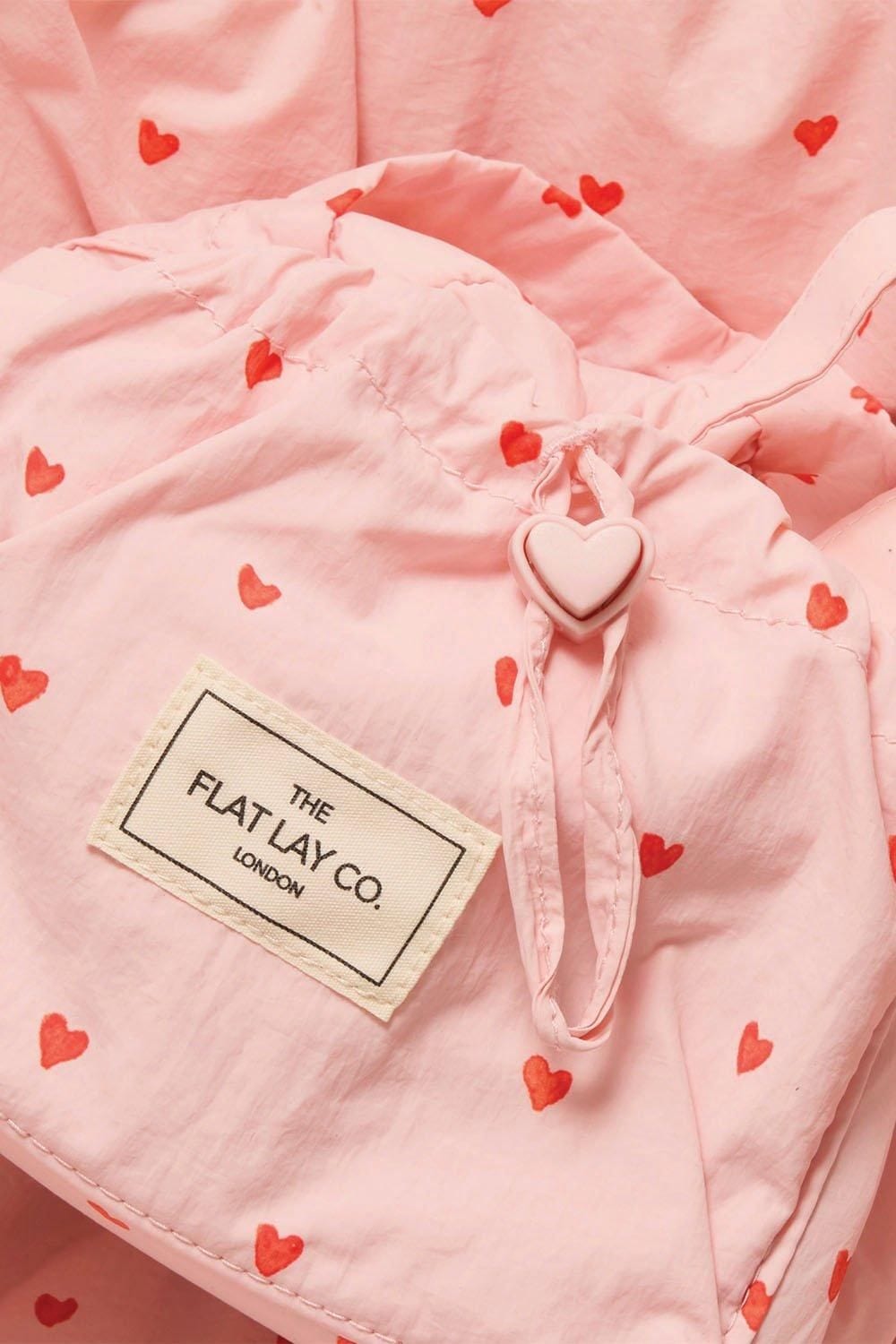 The Flat Lay Co Drawstring Makeup Bag in Sweet Pink Hearts Parachute Multi image 5