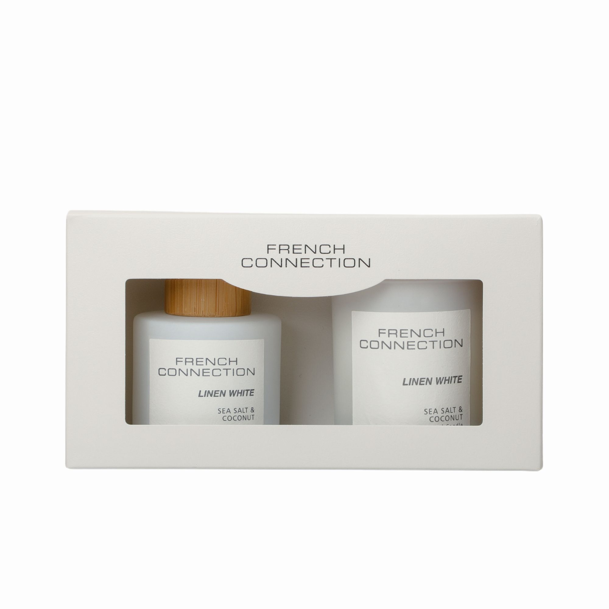 French Connection Sea Salt & Coconut 130G Candle and 100ML Reed Diffuser Gift Set Pastel Range image 3