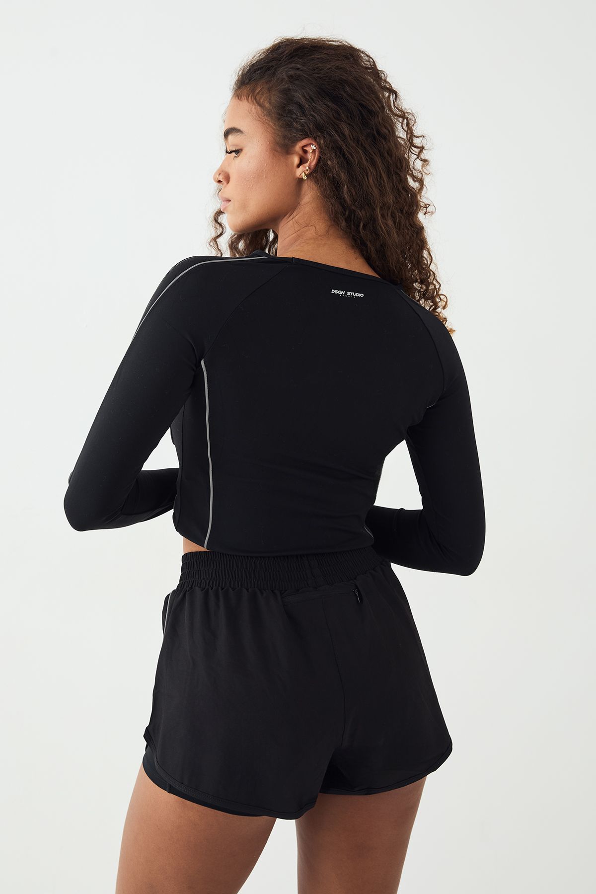 DSGN Studio DSGN Studio Reflective Binding 2 In 1 Running Shorts Black image 2