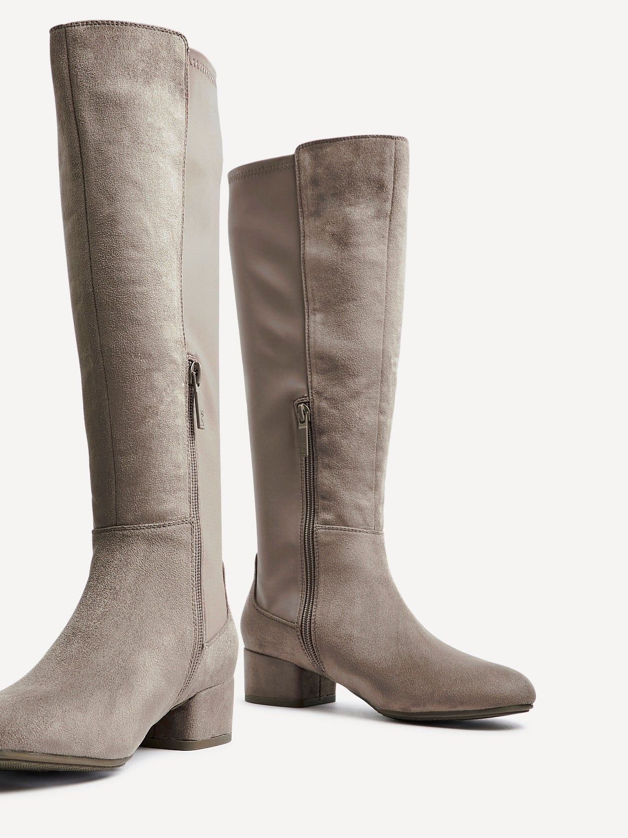 Linzi Sloane Mocha Faux Suede Long Low Heeled Boot image 4