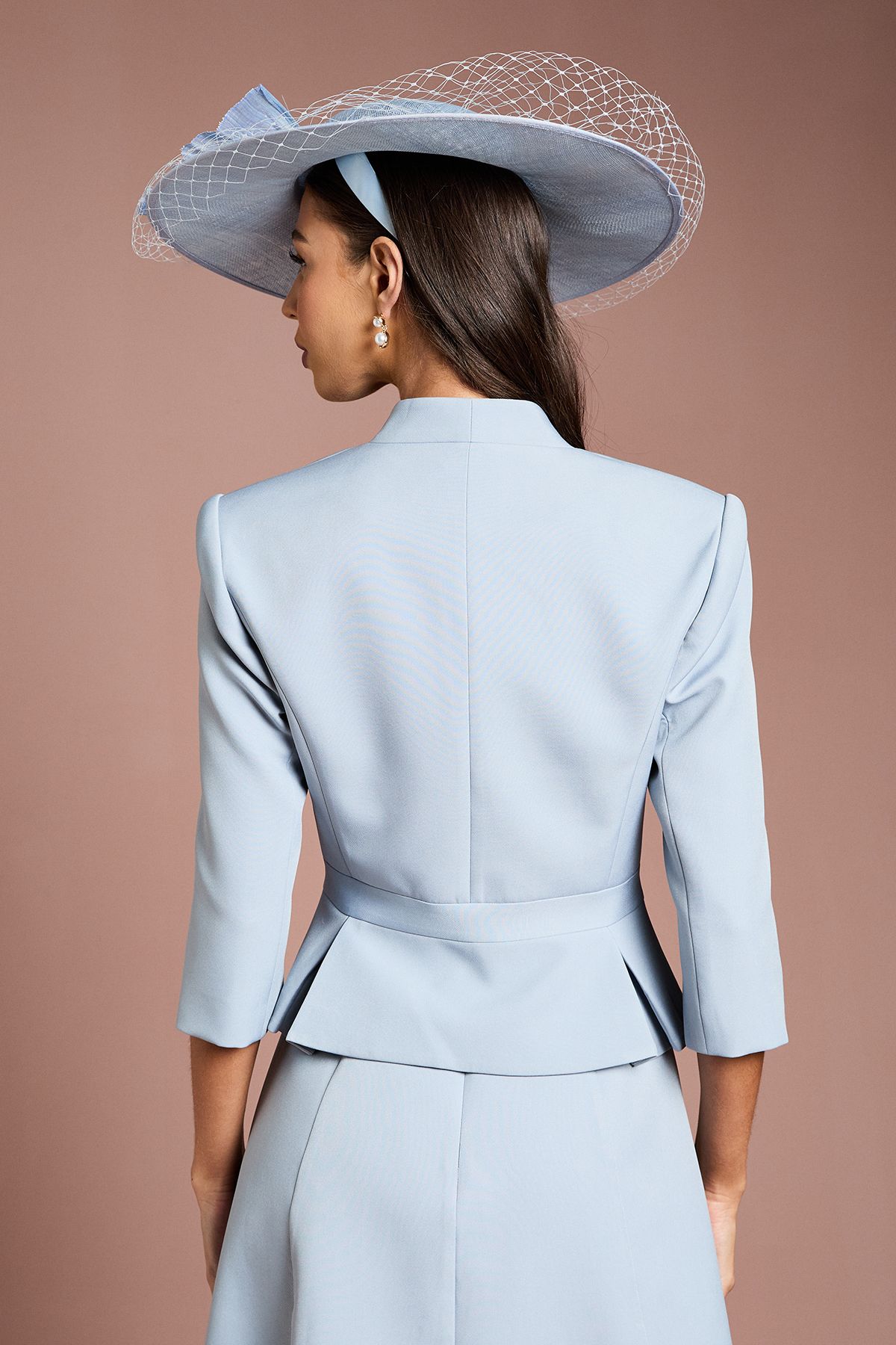 Coast Lisa Tan Tailored Cropped Jacket Light Blue image 3