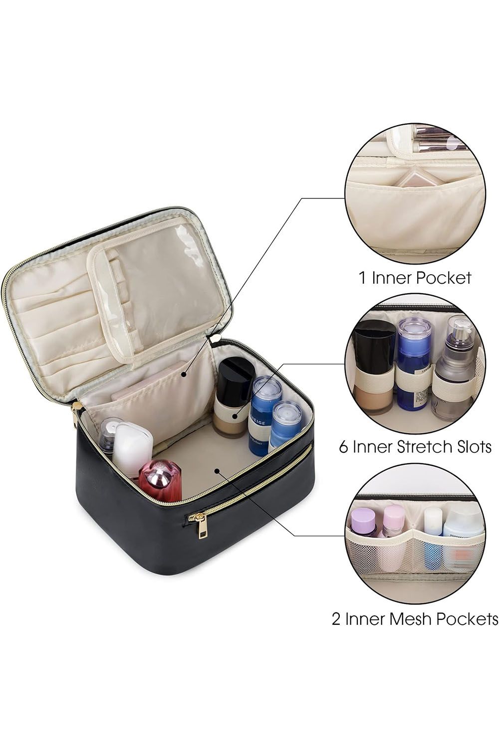 SHEONLY Toiletry Bag Travel Bag Water-resistant Makeup Cosmetic Bag Travel Organizer for Accessories, Shampoo, Full-size Container, Toiletries For Home Dormitory image 3