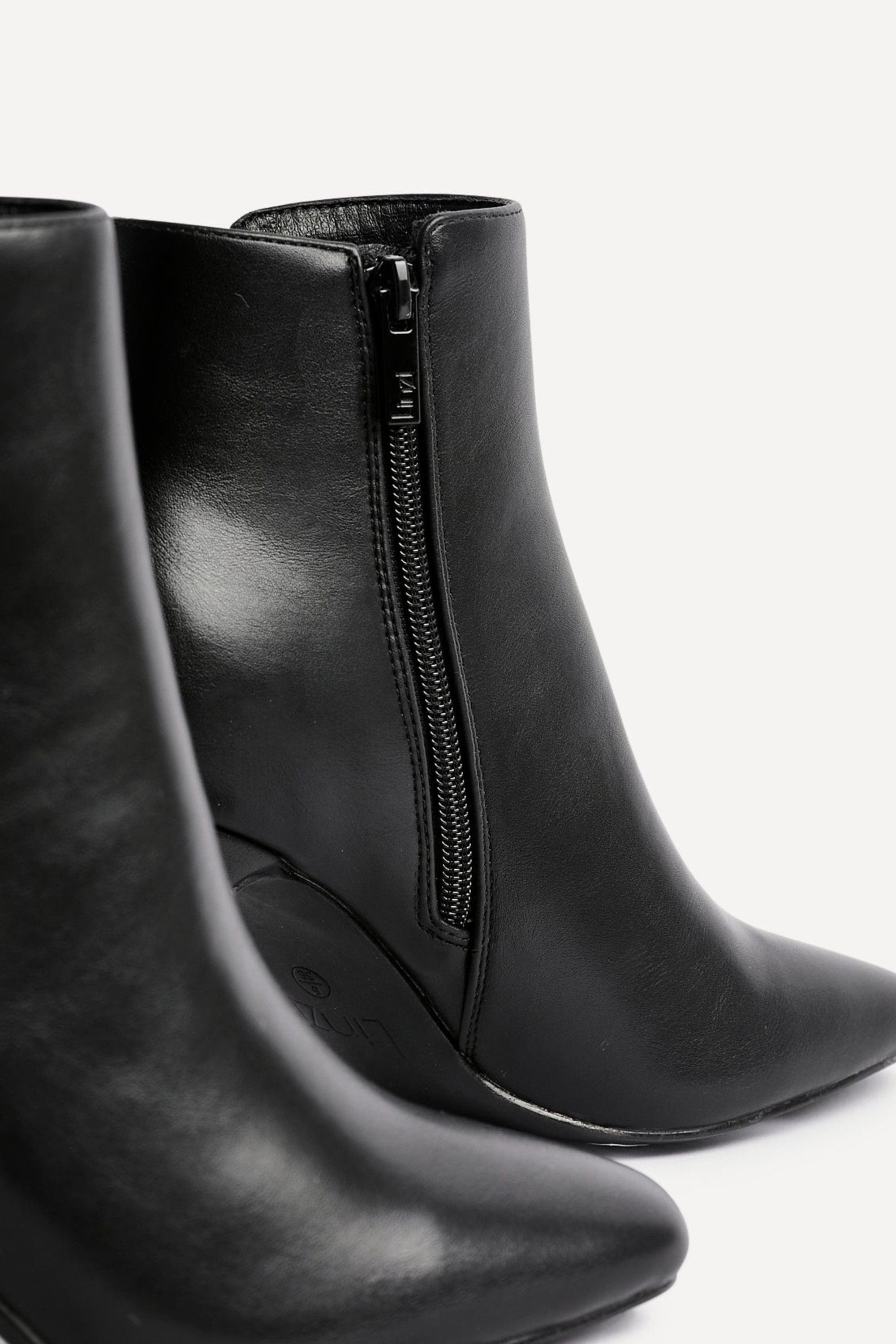 Linzi Glance Black Faux Leather Block Heel Ankle Boot image 5