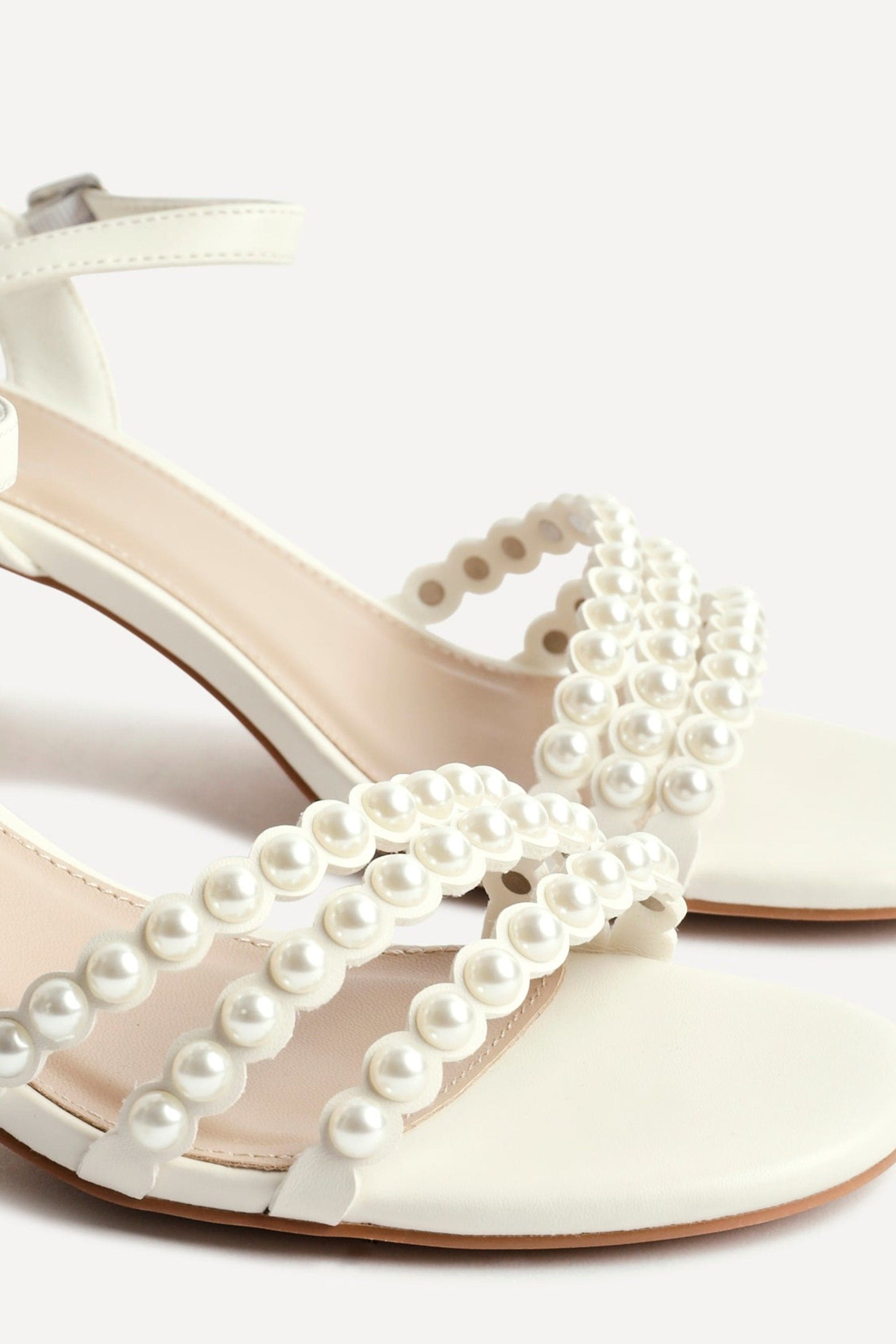 Linzi Perla Ivory Faux Leather Pearl Embellished Heeled Sandals image 4