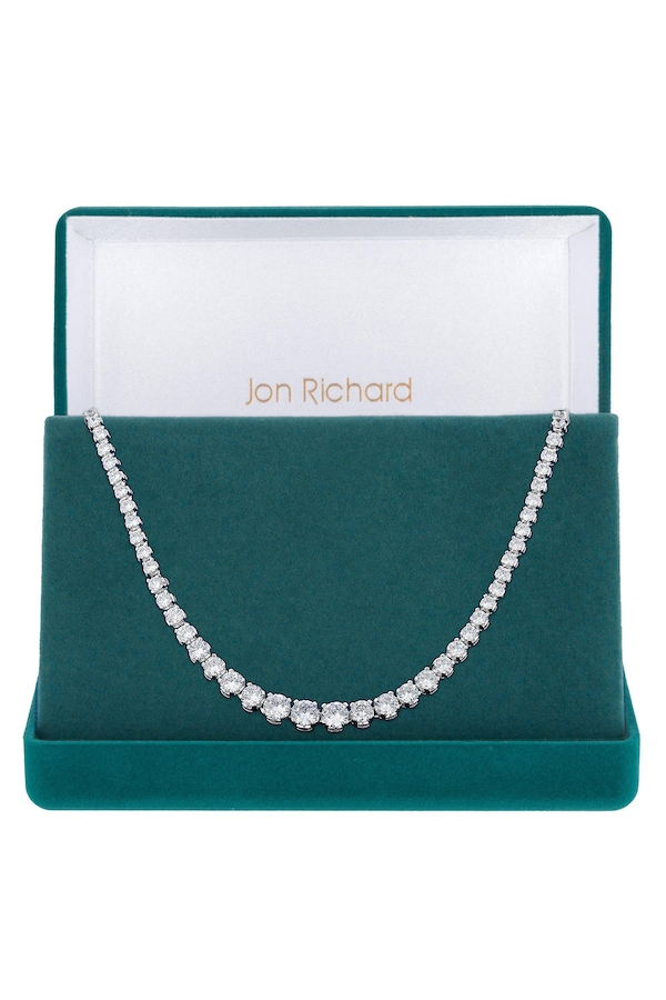 Jon Richard Gift Packaged Rhodium Plate And Cubic Zirconia Tennis Necklace