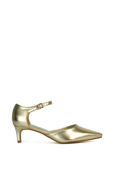 XY London 'Evie' Low Block Heel Court Shoes With Pointed Toe