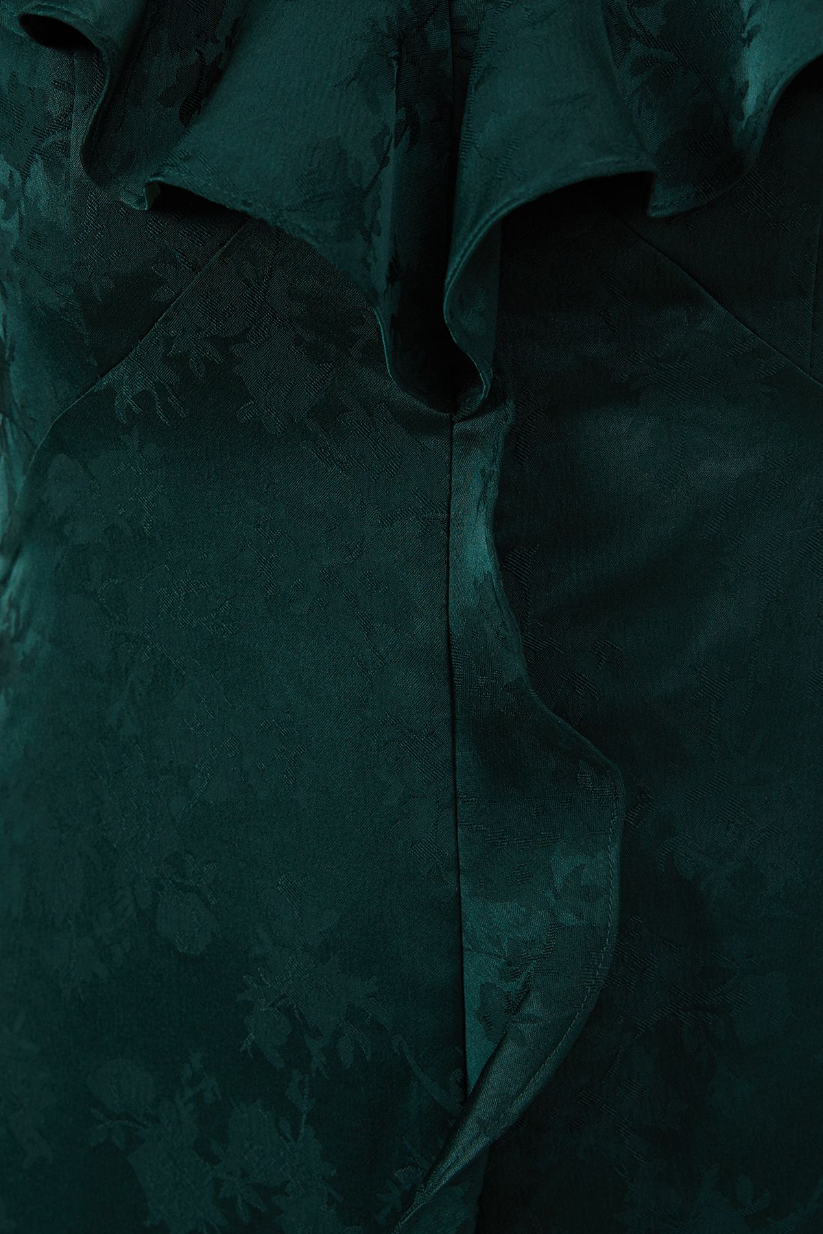 Oasis Satin Jacquard Ruffle V Neck Bridesmaid Dress Emerald image 5