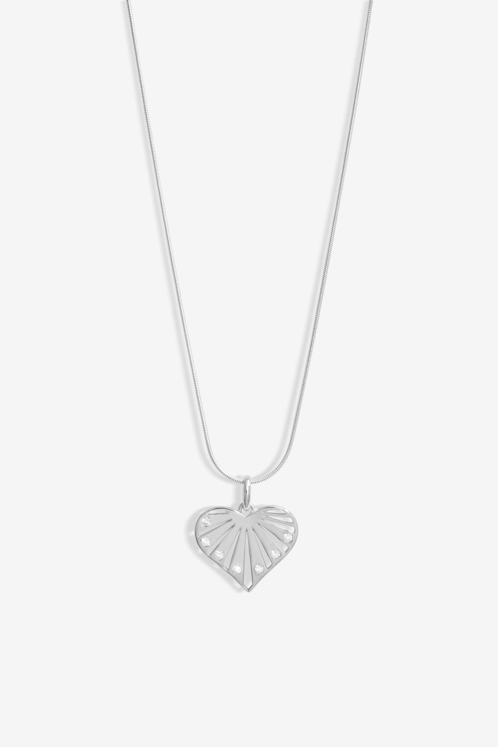 Simply Silver Sterling Silver 925 Cubic Zirconia Cut Out Heart Pendant image 1